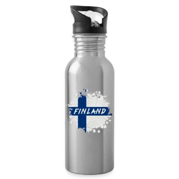 Finland Klecks / Gift Finland Helsinki Turku - Water bottle with straw - silver - Right