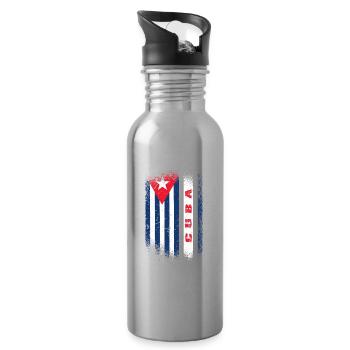 Cuba Drapeau / Cuba Cadeau Des Caraïbes La Havane - Gourde avec paille intégrée - argent clair - Droite