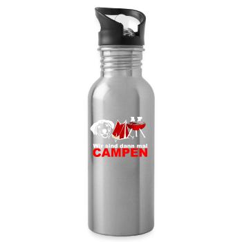 WIR SIND dann mal campen dog hund Camper Zelten - Trinkflasche mit integriertem Trinkhalm - Lightsilver - Rechts