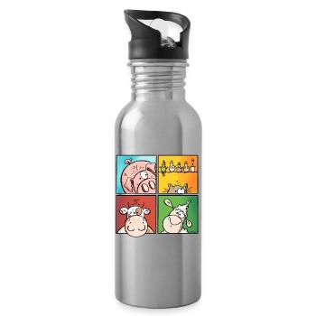 Funny Farm - Trinkflasche mit integriertem Trinkhalm - Lightsilver - Rechts