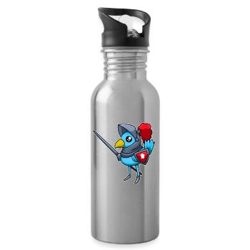 Knightly bird knight - design - Water bottle with straw - silver - Right