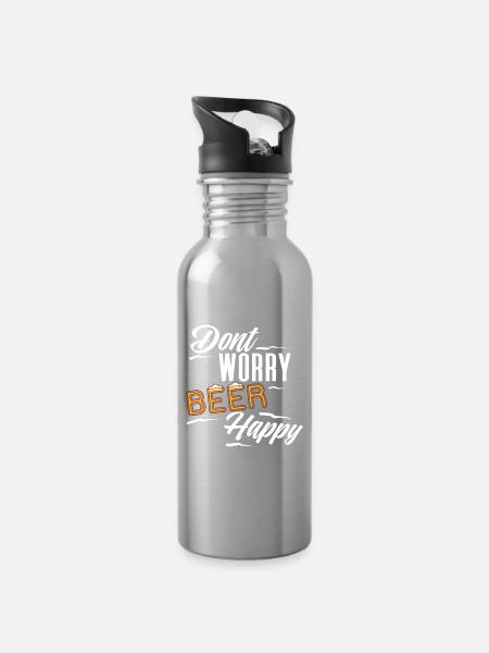 Beer Bier - Trinkflasche mit integriertem Trinkhalm - Lightsilver
