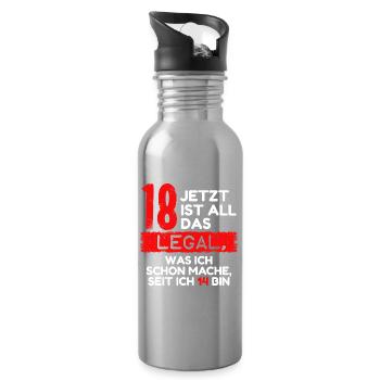 Lustig Spruch 18. Geburtstag Achtzehn Jahre Humor - Trinkflasche mit integriertem Trinkhalm - Lightsilver - Rechts