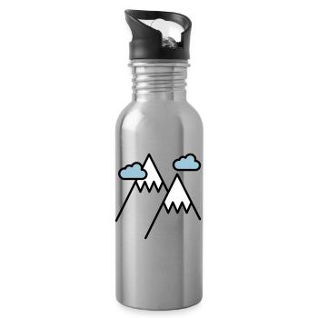 Der Berg ruft - Trinkflasche mit integriertem Trinkhalm - Lightsilver - Rechts