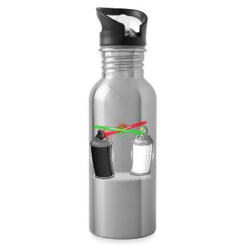 Graffiti wars - Trinkflasche mit integriertem Trinkhalm - Lightsilver - Rechts