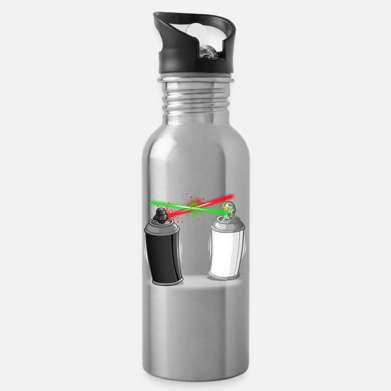 Graffiti wars - Trinkflasche mit integriertem Trinkhalm - Lightsilver