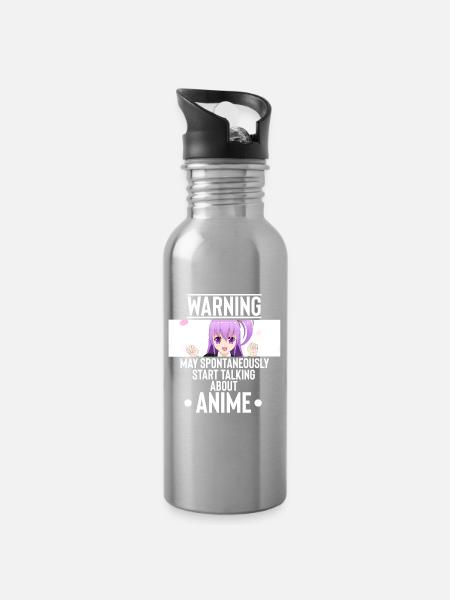 Anime - Trinkflasche mit integriertem Trinkhalm - Lightsilver