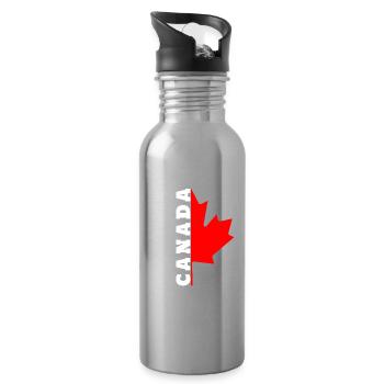 I love Canada design with maple leaf / gift - Water bottle with straw - silver - Right