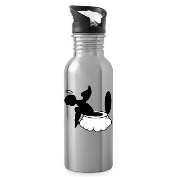 little angel sits on the clouds. Toilet - Water bottle with straw - silver - Right