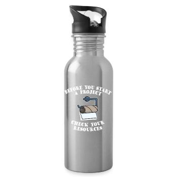 Project Project Manager Funny Sayings Humorous - Water bottle with straw - silver - Right