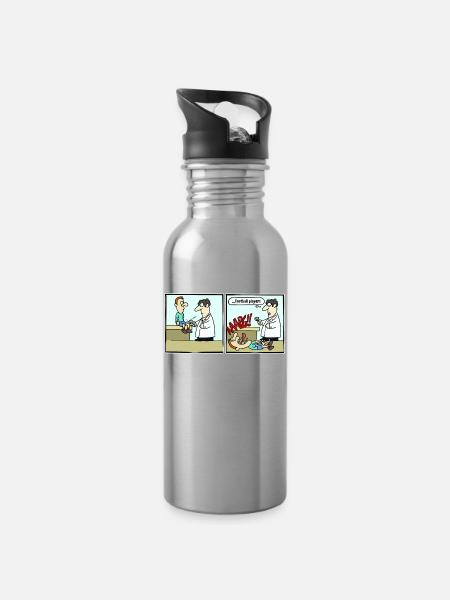 Cartoon Fussball Fussballer Comic Lustig Witzig - Trinkflasche mit integriertem Trinkhalm - Lightsilver