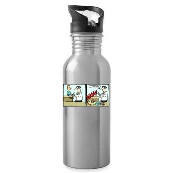 Fussballer Comic Cartoon Fussball Lustig Witzig - Trinkflasche mit integriertem Trinkhalm - Lightsilver - Rechts