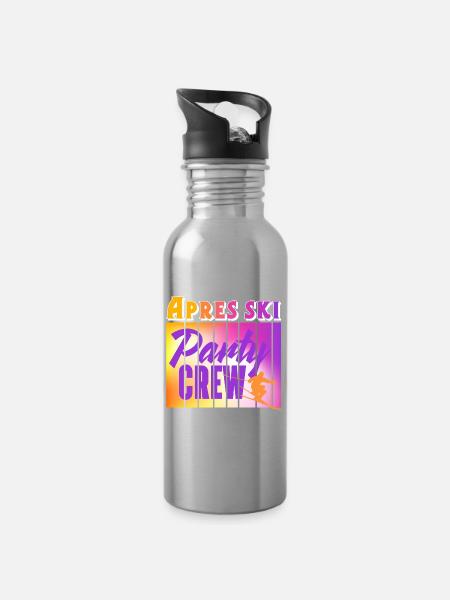 Apres Ski - Trinkflasche mit integriertem Trinkhalm - Lightsilver
