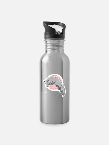 Jagd Schneefuchs - Trinkflasche mit integriertem Trinkhalm - Lightsilver