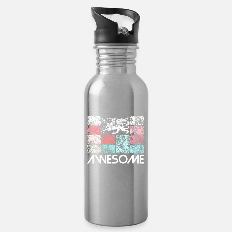 Awesome Rostock - Trinkflasche mit integriertem Trinkhalm - Lightsilver