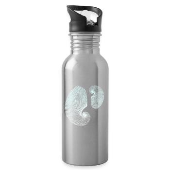 Minimalist spiral marine patterns - Water bottle with straw - silver - Right