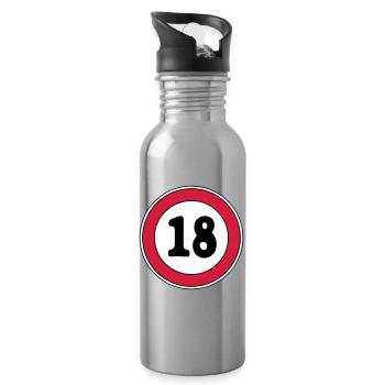 18th birthday sign - Water bottle with straw - silver - Right