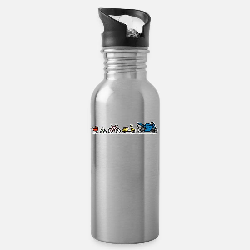 Biker Evolution Motorrad Entwicklung Fortschritt - Trinkflasche mit integriertem Trinkhalm - Lightsilver