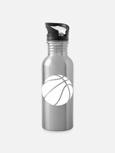 Basketball logo white - Water bottle with straw - silver