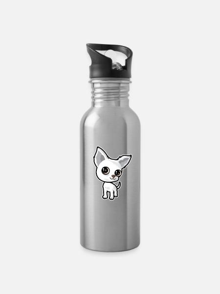 Welpe - Trinkflasche mit integriertem Trinkhalm - Lightsilver