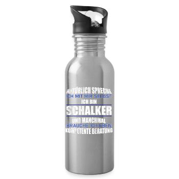 Schalker Beratung Geschenkidee - Trinkflasche mit integriertem Trinkhalm - Lightsilver - Rechts