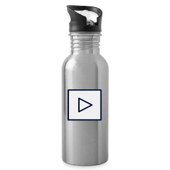 Quadratisches Play-Symbol Design - Trinkflasche mit integriertem Trinkhalm - Lightsilver - Rechts