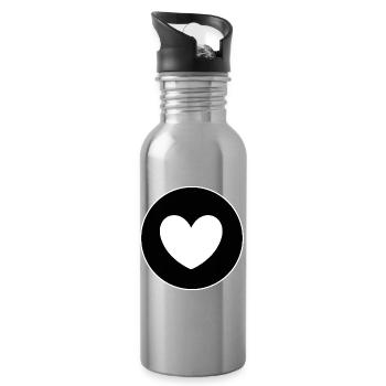 Kontrastherz Design für Ausdrucksstarke Kleidung - Trinkflasche mit integriertem Trinkhalm - Lightsilver - Rechts
