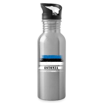 Estonia vintage flag - Water bottle with straw - silver - Right