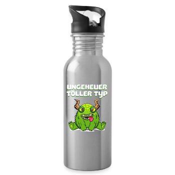 Liebe Toller Typ Statement Verliebt Paar Pärchen - Trinkflasche mit integriertem Trinkhalm - Lightsilver - Rechts