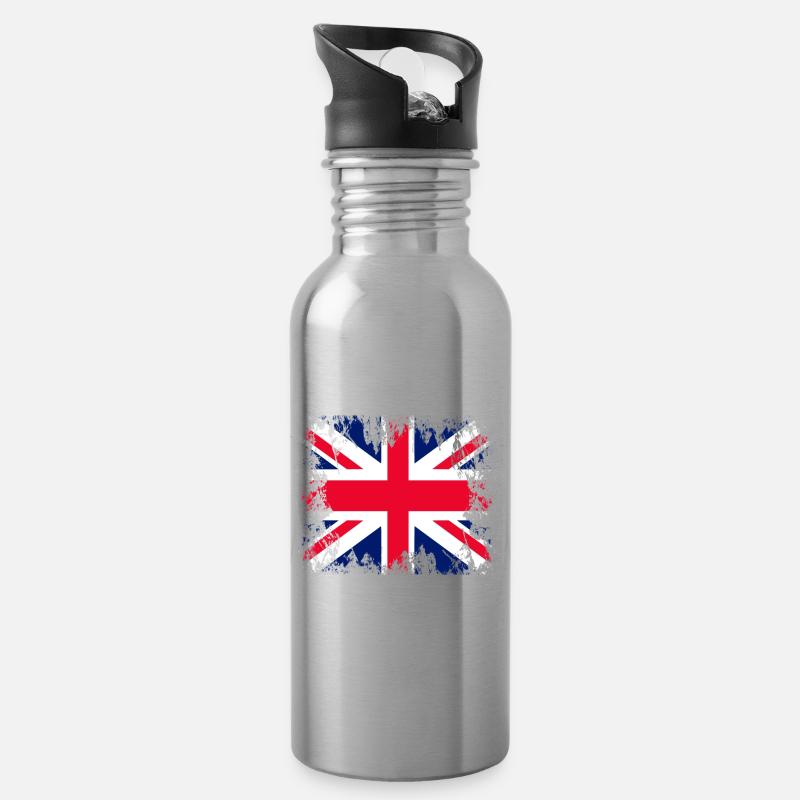 England England - Trinkflasche mit integriertem Trinkhalm - Lightsilver