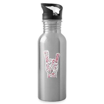 Punk rock punk punker grunge rock music heavy metal - Water bottle with straw - silver - Right