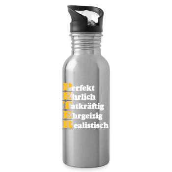 Peter , Vorname,Namensschild,Name,Fun Shirt (25) - Trinkflasche mit integriertem Trinkhalm - Lightsilver - Rechts