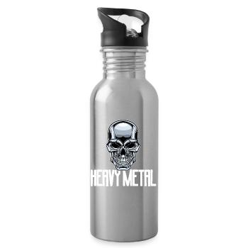 Heavy metal metal music rock music skull music - Water bottle with straw - silver - Right
