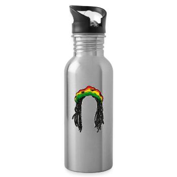 Rasta Frisur Zopf Haare Reggae Jamaika Chillen - Trinkflasche mit integriertem Trinkhalm - Lightsilver - Rechts