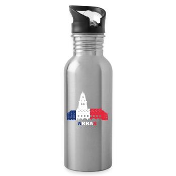 Arras City Skyline Frankreich Landmark Map - Trinkflasche mit integriertem Trinkhalm - Lightsilver - Rechts