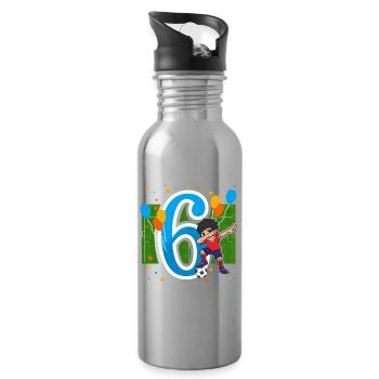 6 ans d'anniversaire tamponnant les enfants - Gourde avec paille intégrée - argent clair - Droite