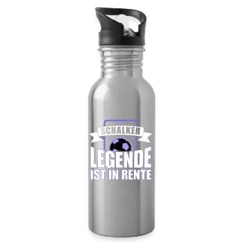 Die Schalker Legende ist in Rente | Schalke Spruch - Trinkflasche mit integriertem Trinkhalm - Lightsilver - Rechts