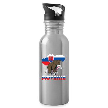 Slowenien Bär Design mit Landkarte und Flagge - Trinkflasche mit integriertem Trinkhalm - Lightsilver - Rechts
