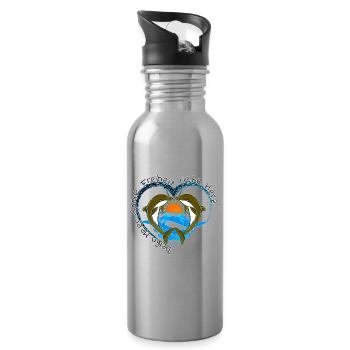 Dolphin Sea Sun Freedom Love Heart - Water bottle with straw - silver - Right