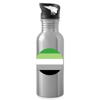 runde Aufkleber aromantic Stolz Flagge lgbt Geschenkidee - Trinkflasche mit integriertem Trinkhalm - Lightsilver - Rechts