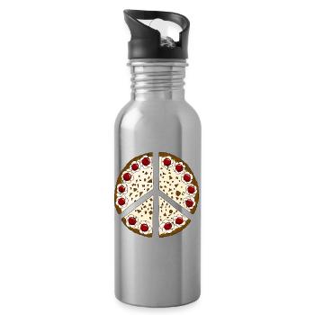 Peace Torte Kuchen Frieden Süßes süß lustig Essen - Trinkflasche mit integriertem Trinkhalm - Lightsilver - Rechts
