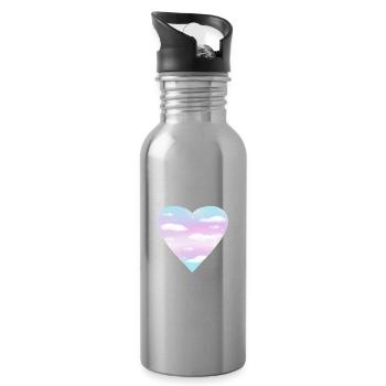 Trans Heart - Trinkflasche mit integriertem Trinkhalm - Lightsilver - Rechts