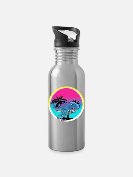 Gamer Gaming T Rex - Trinkflasche mit integriertem Trinkhalm - Lightsilver