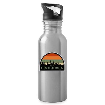 Eindhoven Netherlands Skyline Souvenir Dutch Flag - Water bottle with straw - silver - Right