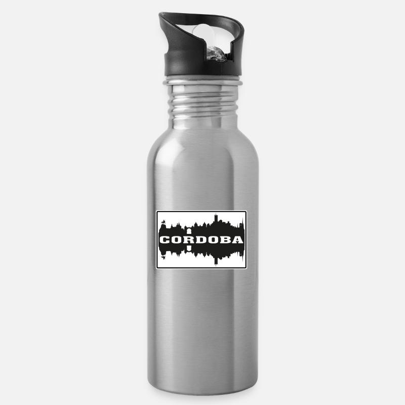 Cordoba Spanien Reise Souvenir Skyline Silhouette S. - Trinkflasche mit integriertem Trinkhalm - Lightsilver