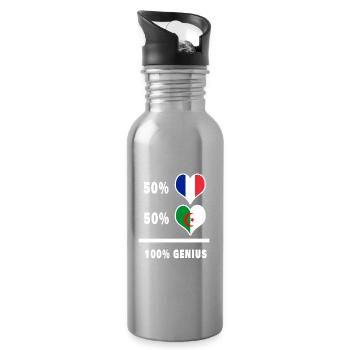 France and Algeria 100% awesome / gift - Water bottle with straw - silver - Right