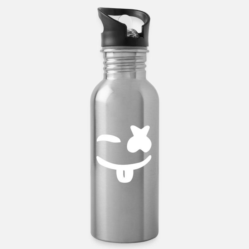 Marshmello - Trinkflasche mit integriertem Trinkhalm - Lightsilver