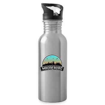 Magdeburg Deutschland Skyline Deutsches Souvenir - Trinkflasche mit integriertem Trinkhalm - Lightsilver - Rechts