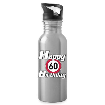 60.Geburtstag , 60 Jahre , Happy Birthday 60 (25) - Trinkflasche mit integriertem Trinkhalm - Lightsilver - Rechts