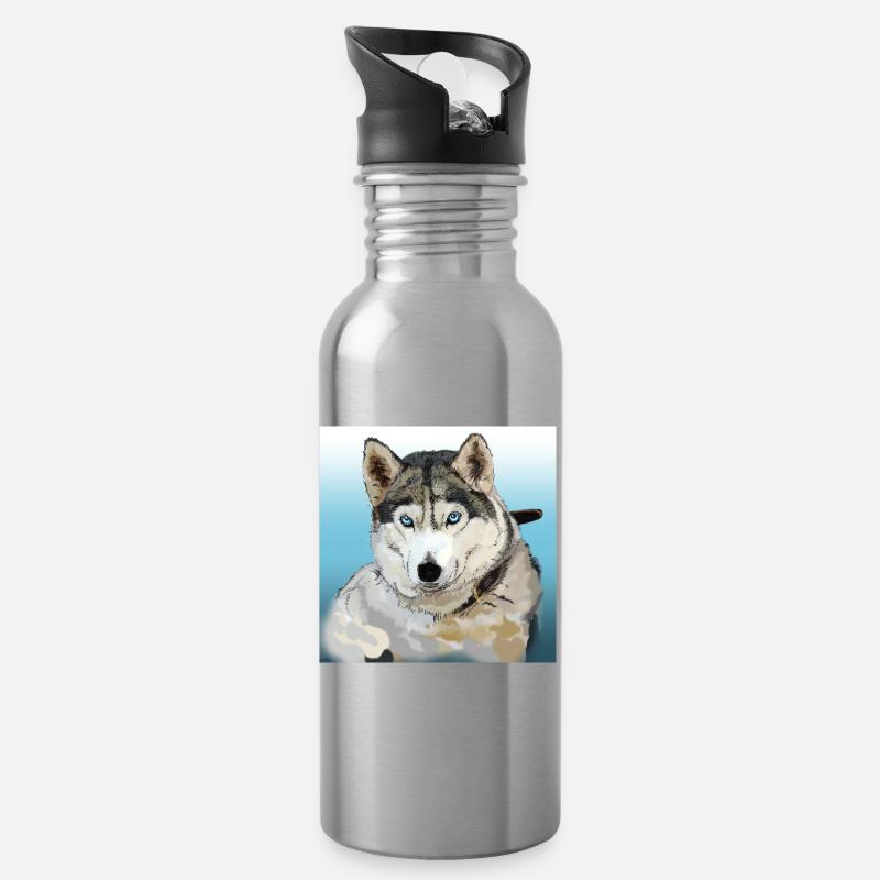 Husky - Trinkflasche mit integriertem Trinkhalm - Lightsilver